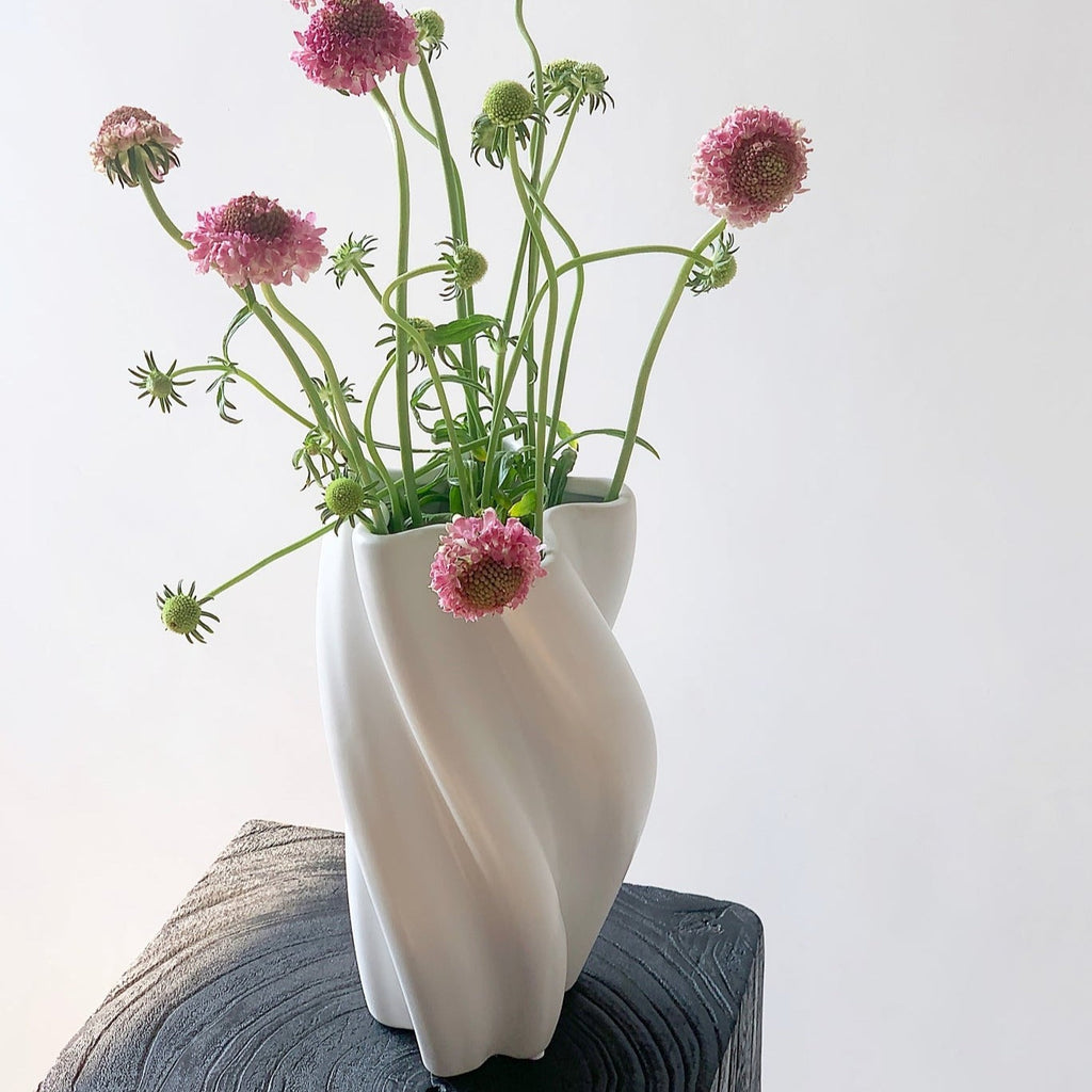 White Twist Vase Ceramic Vase-0