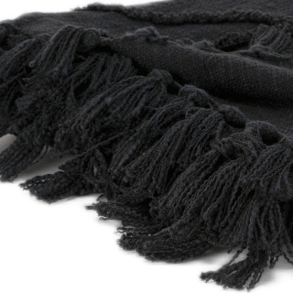 Black Woven 100% Cotton Throw-4