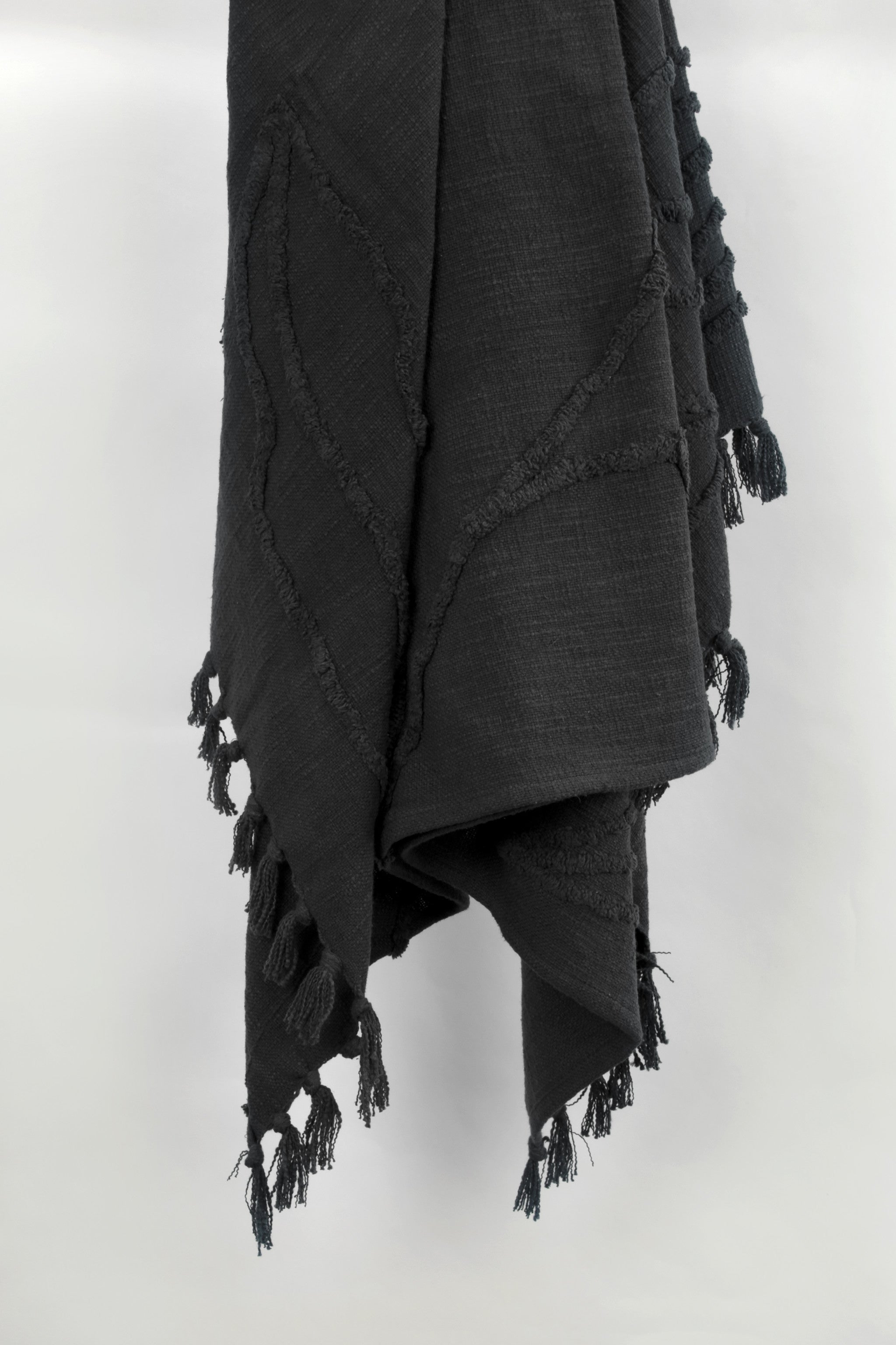 Black Woven 100% Cotton Throw-3
