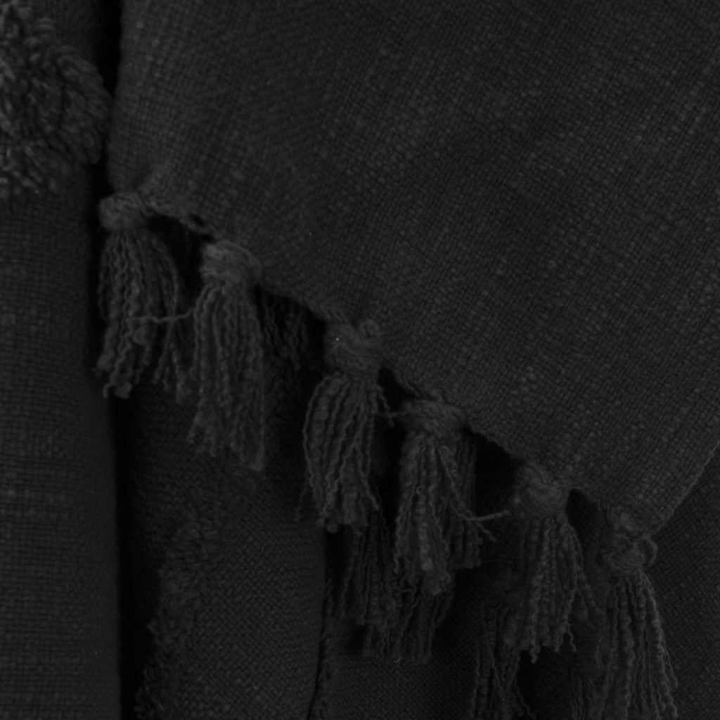 Black Woven 100% Cotton Throw-7