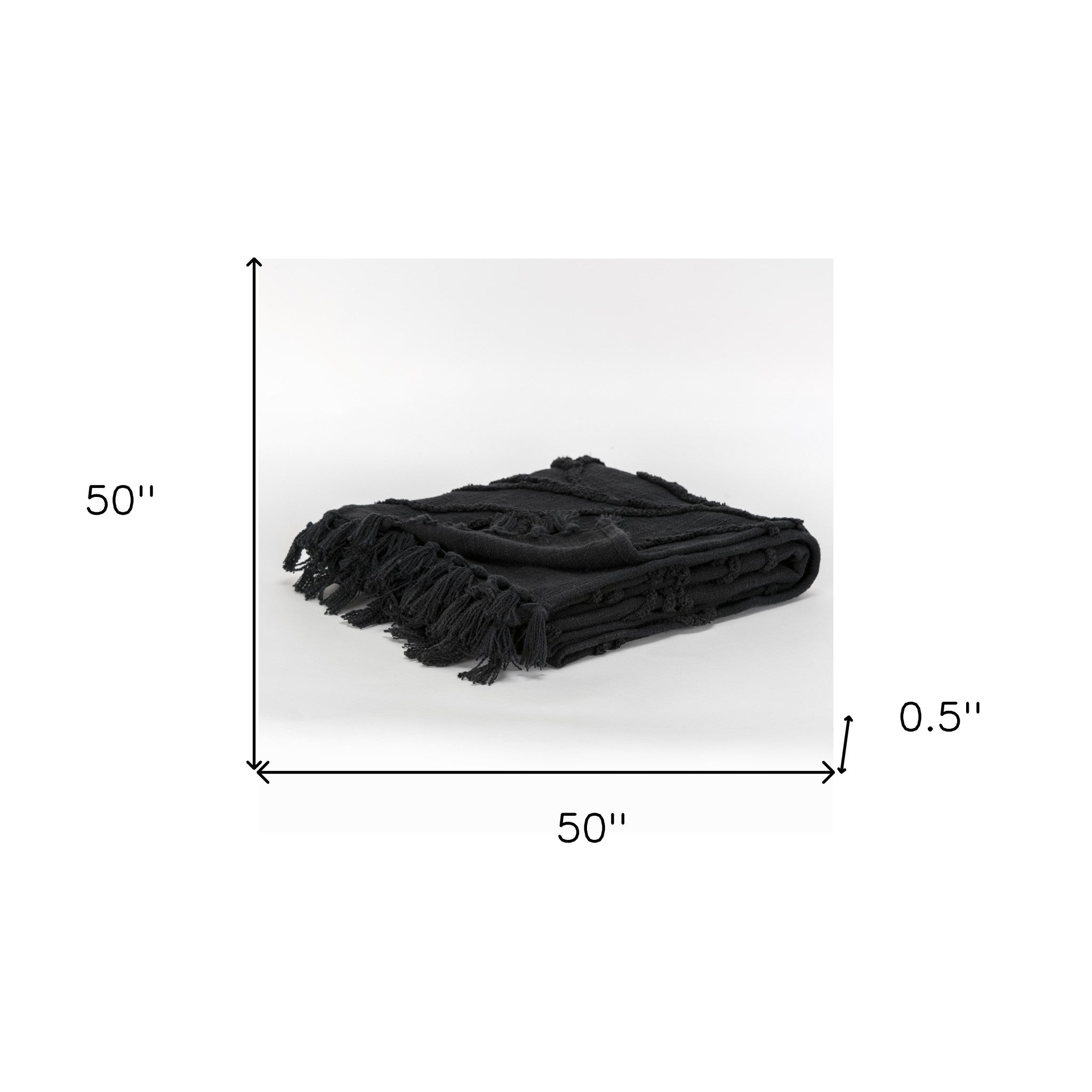 Black Woven 100% Cotton Throw-6