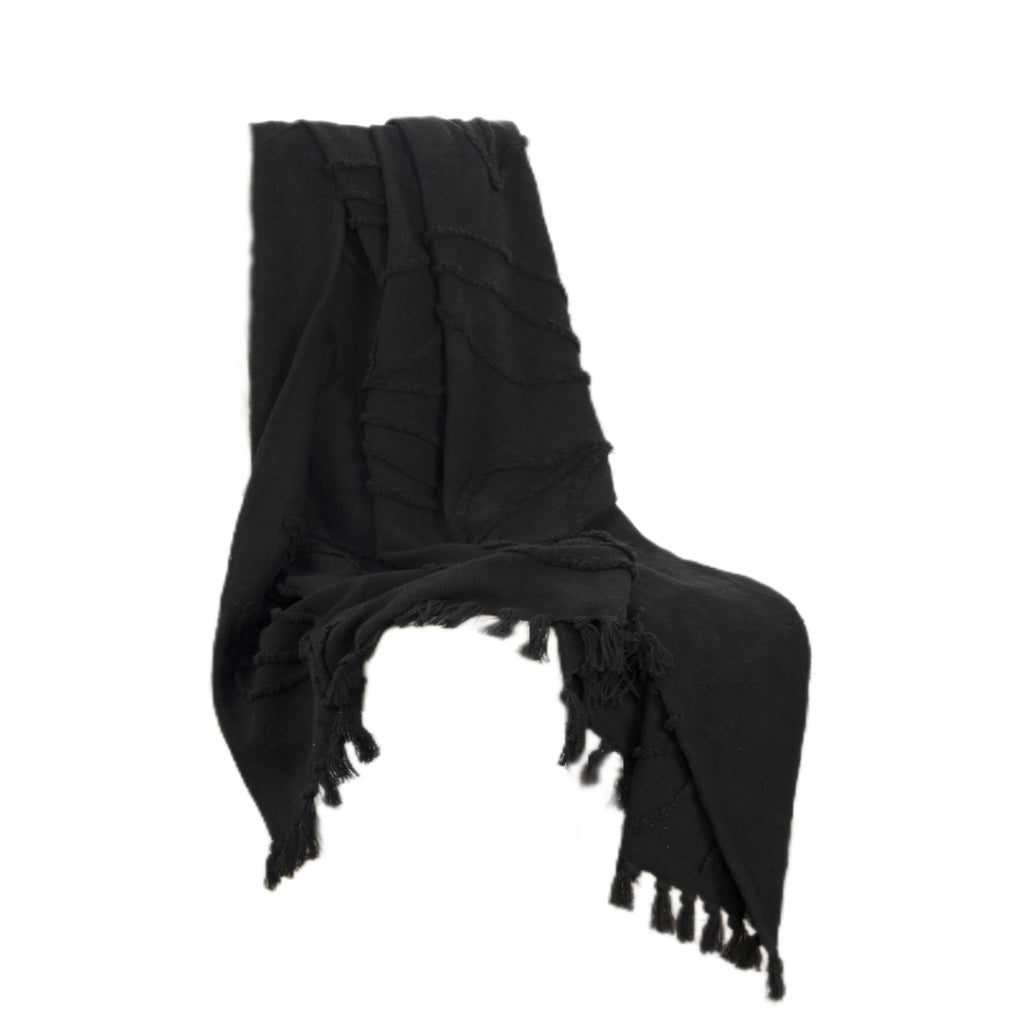 Black Woven 100% Cotton Throw-2